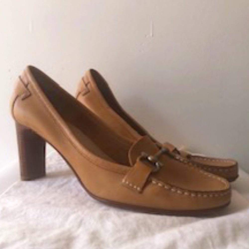 Salvatore Ferragamo heels, toffee beige leather